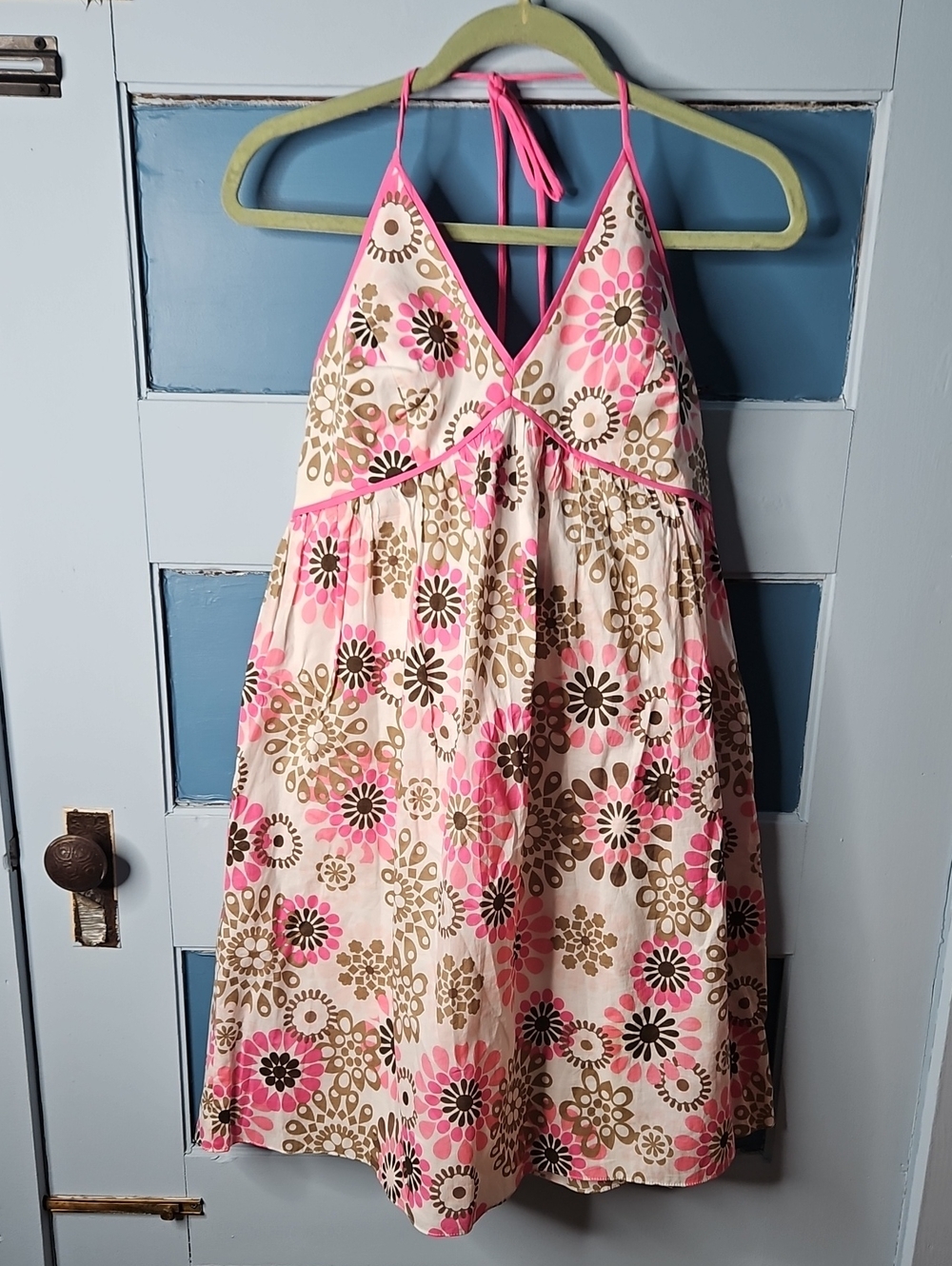 New York & Company Pink Floral Retro Y2K Halter Sundress Size 6